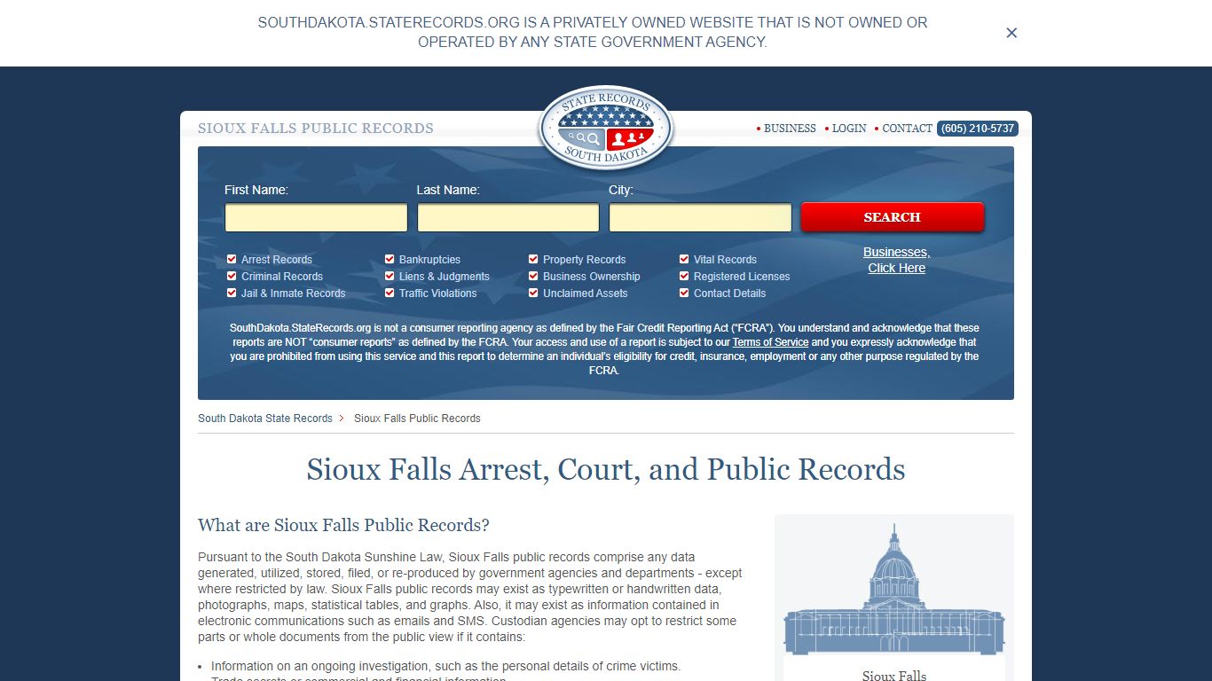 Sioux Falls Arrest and Public Records | South Dakota.StateRecords.org